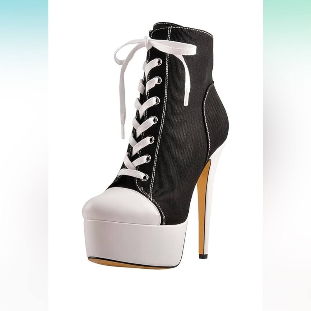 Stylish Black and White Women's Platform Boots